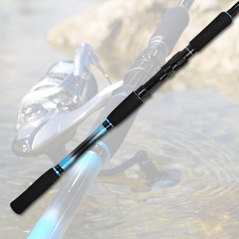 Fiblink 4-Piece 7-Feet Carbon Fiber Boat Fishing Rod Spinning Travel Portable Rod Tournament Fishing Pole for Fresh & Saltwater(Spinning-Blue-MH) - Image 5